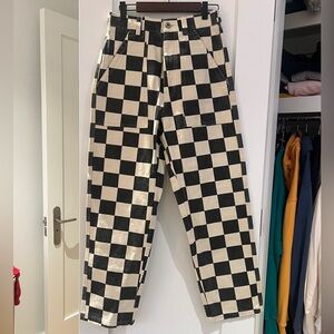 P&Co Checkerboard High-Waist Pants in Black & Cream